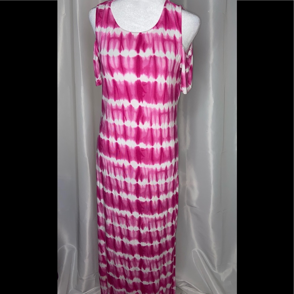 Design History Women’s Short Sleeve Cold Shoulder Tie Dyed Spandex Dress Small - Picture 2 of 11